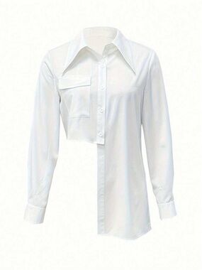 Asymmetric White Button-Up Shirt
